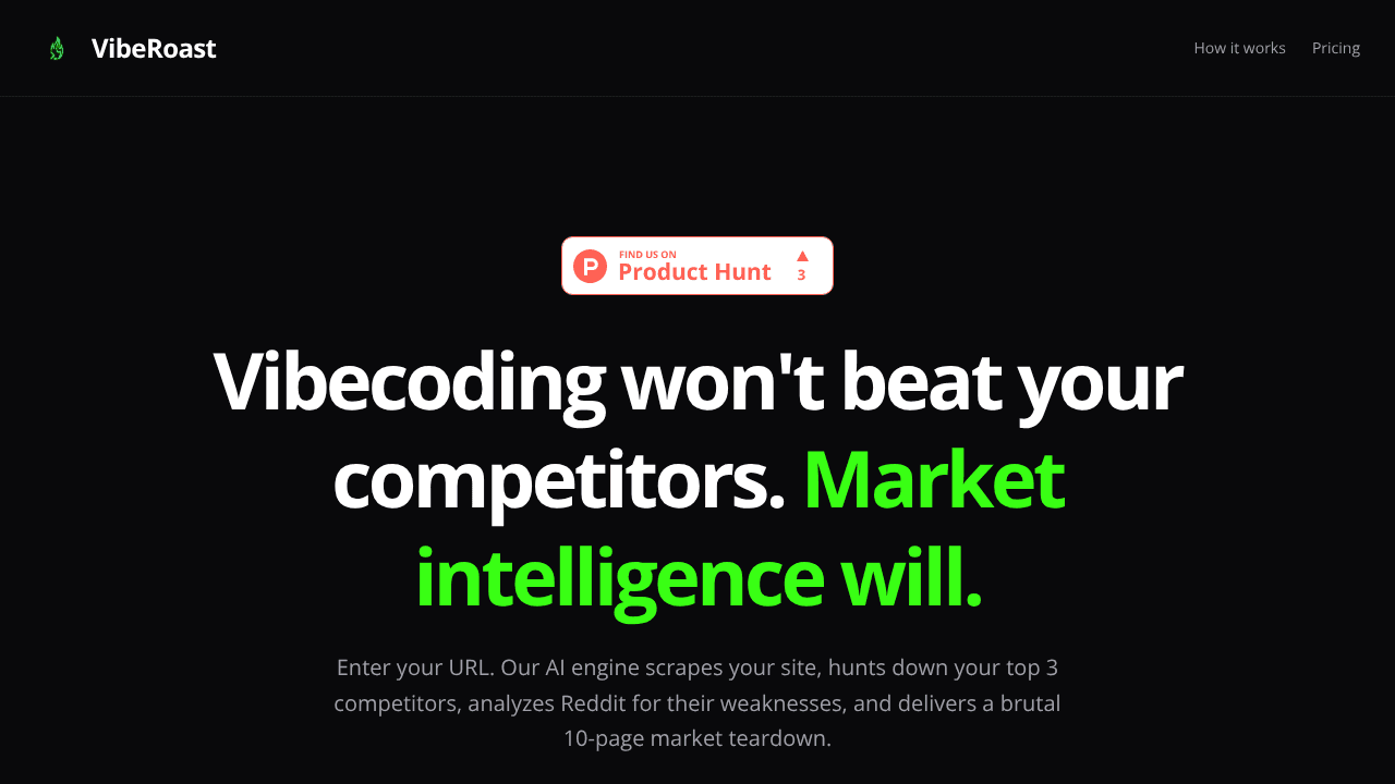 VibeRoast website screenshot