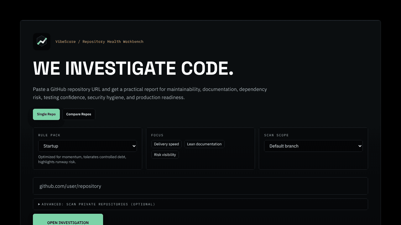 VibeScore website screenshot