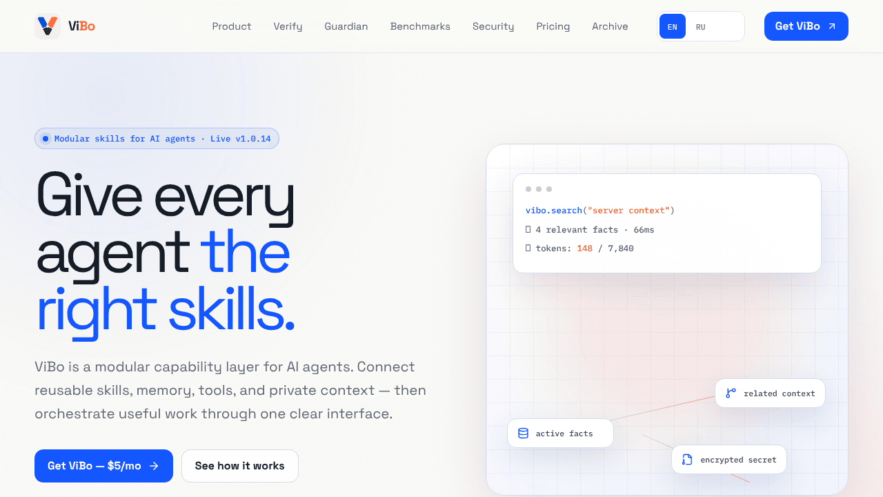 ViBo website screenshot