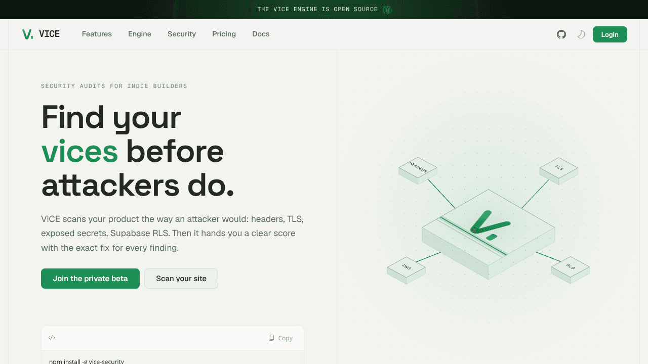 VICE Platform - Private Beta website screenshot