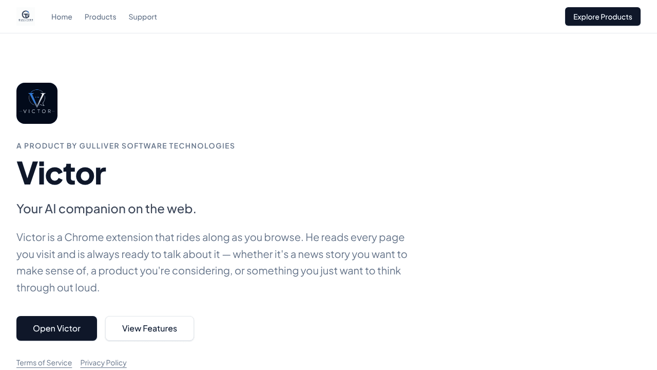 Victor website screenshot