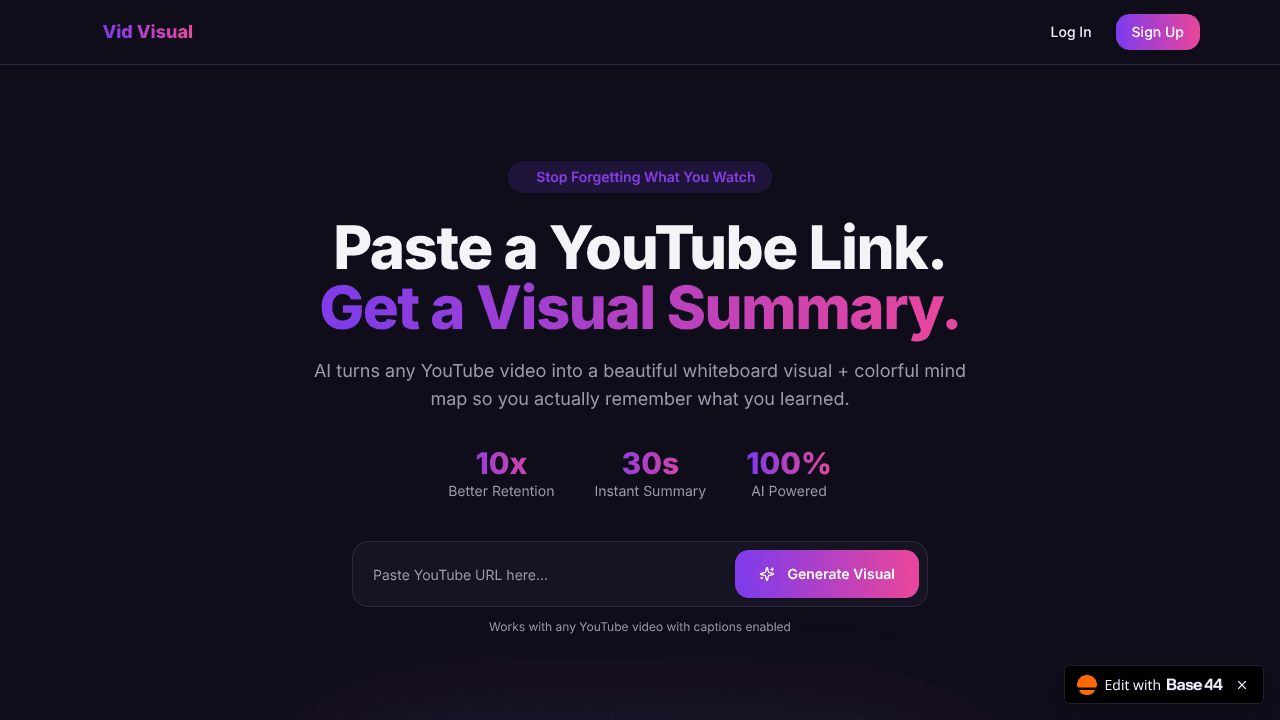 Vid visual. website screenshot