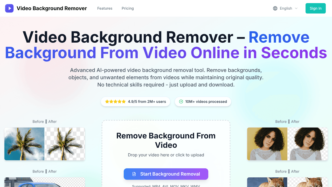 Video Background Remover website screenshot