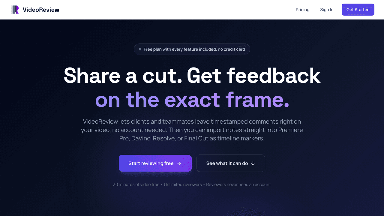 Video Review Pro website screenshot