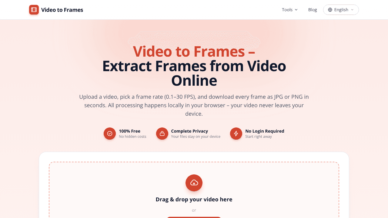 Video to Frames website screenshot