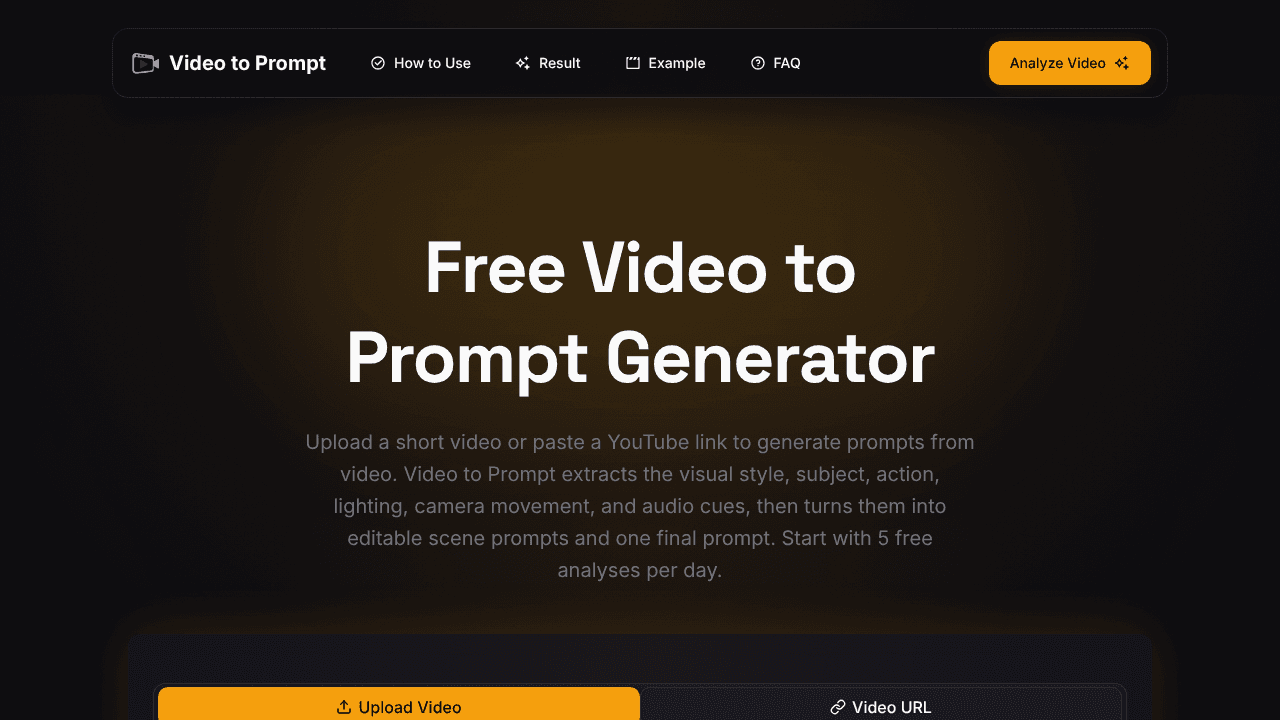 Video to Prompt website screenshot