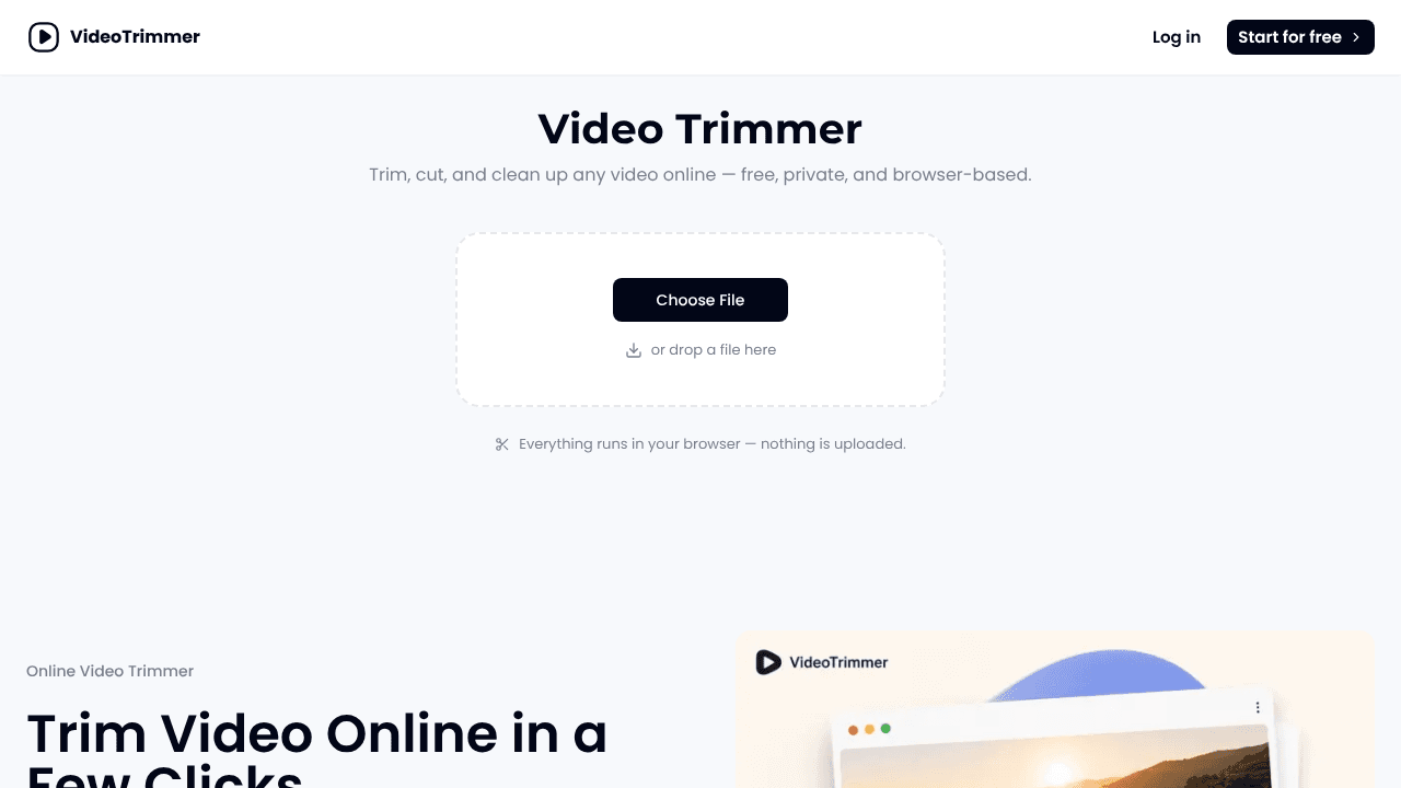 Video Trimmer website screenshot