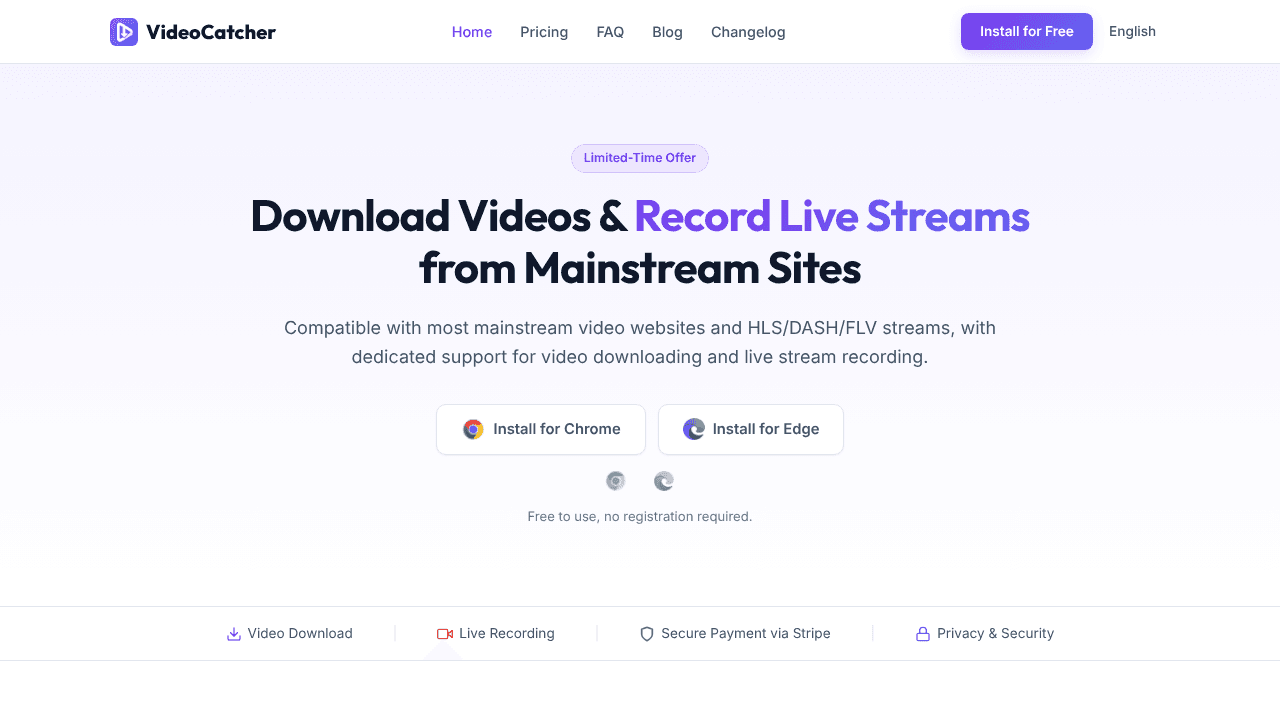 VideoCatcher website screenshot