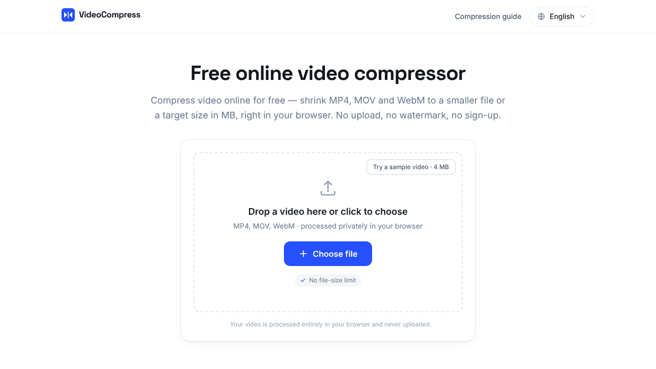 VideoCompress website screenshot