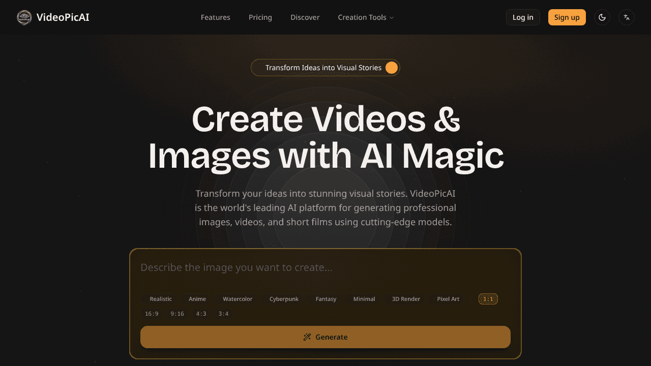 VideoPicAI website screenshot