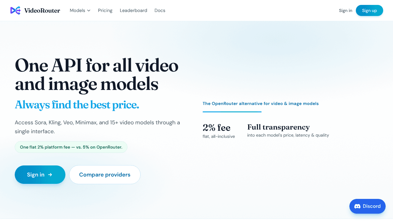 VideoRouter — OpenRouter for video,image website screenshot