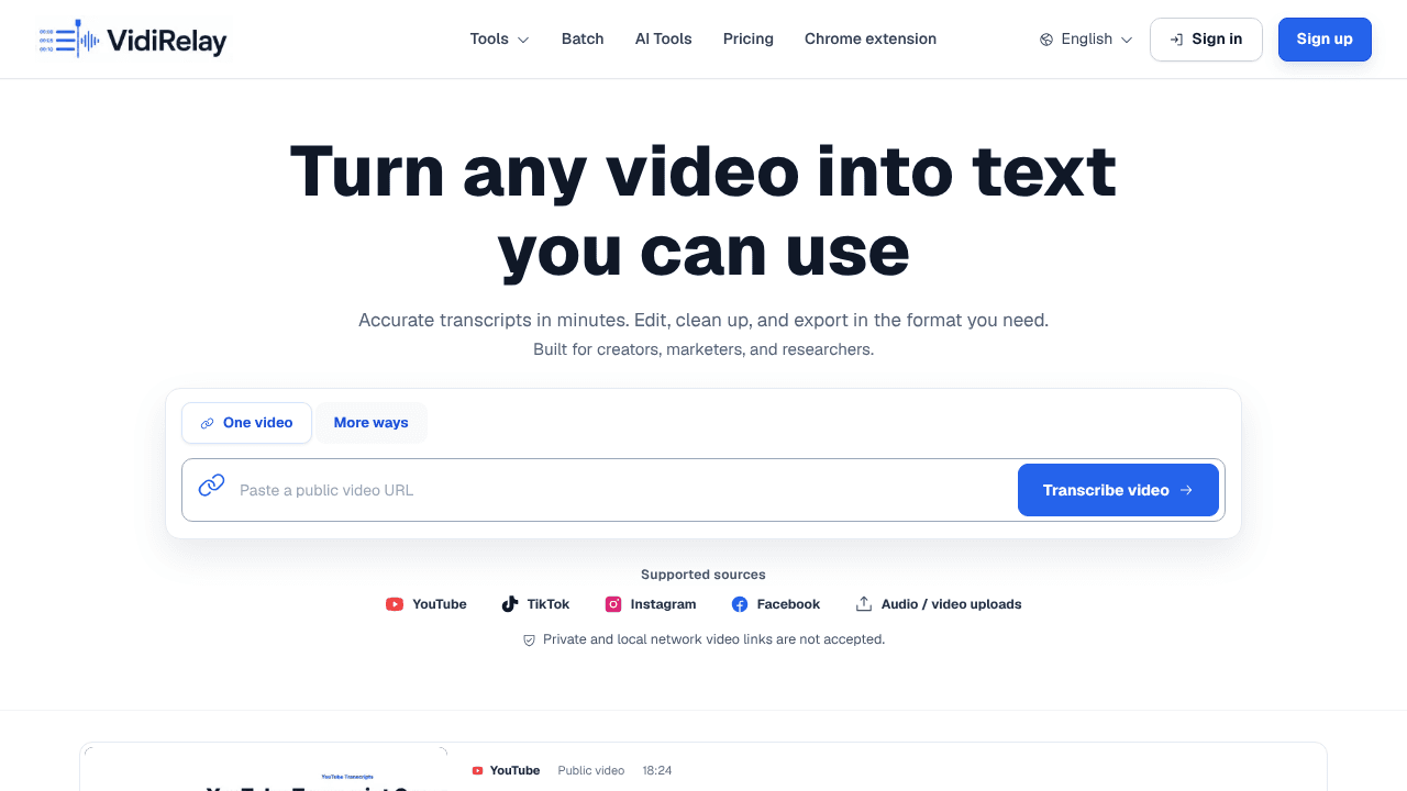 VidiRelay website screenshot