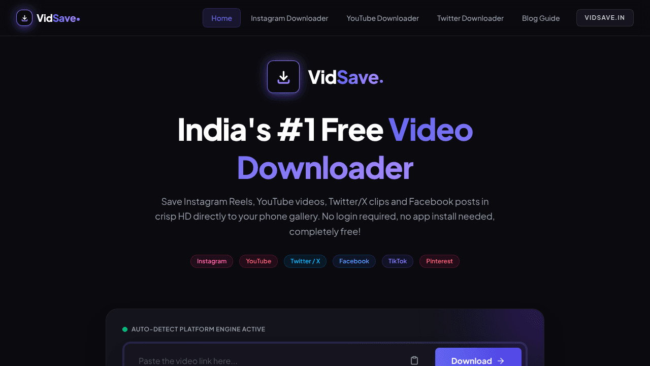 VidSave website screenshot