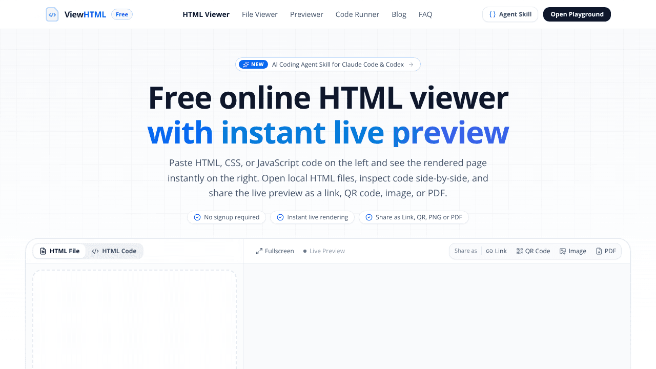 ViewHTML website screenshot