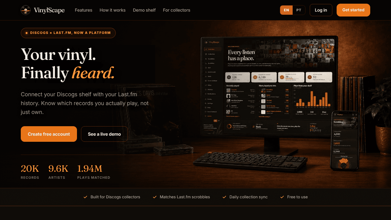 VinylScape website screenshot