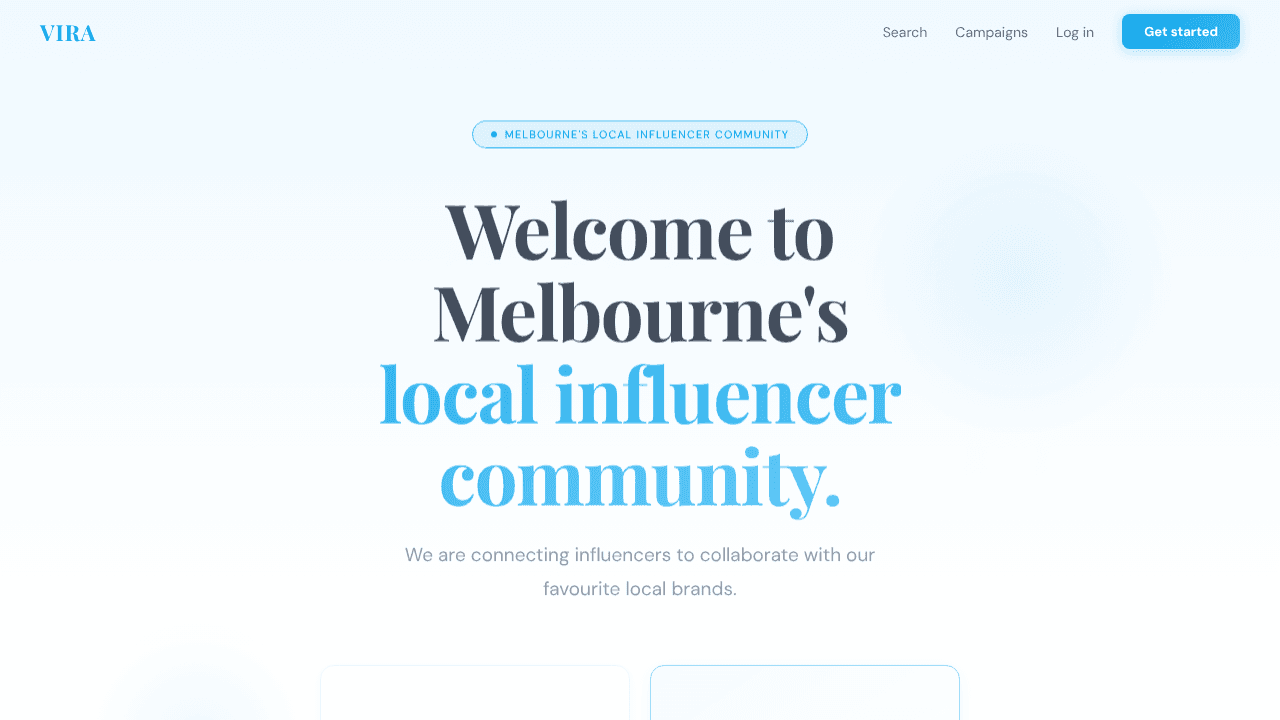VIRA — Find influencers who actually fit website screenshot