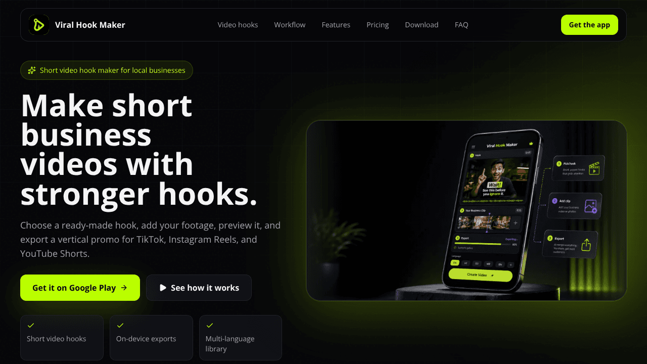 Viral Hook Maker website screenshot
