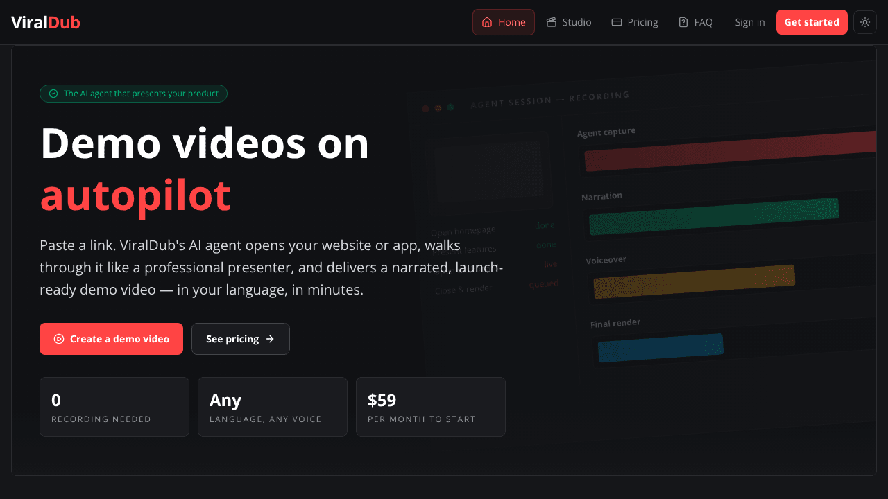 ViralDub website screenshot