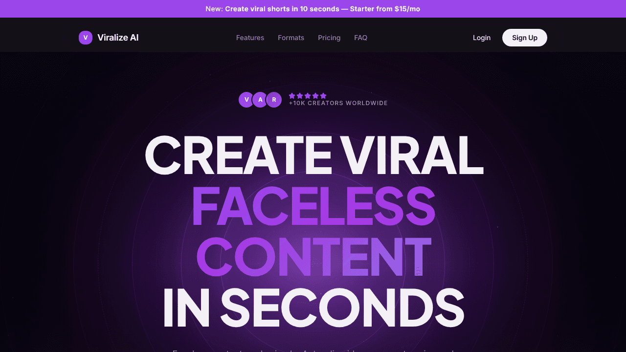 Viralize AI website screenshot