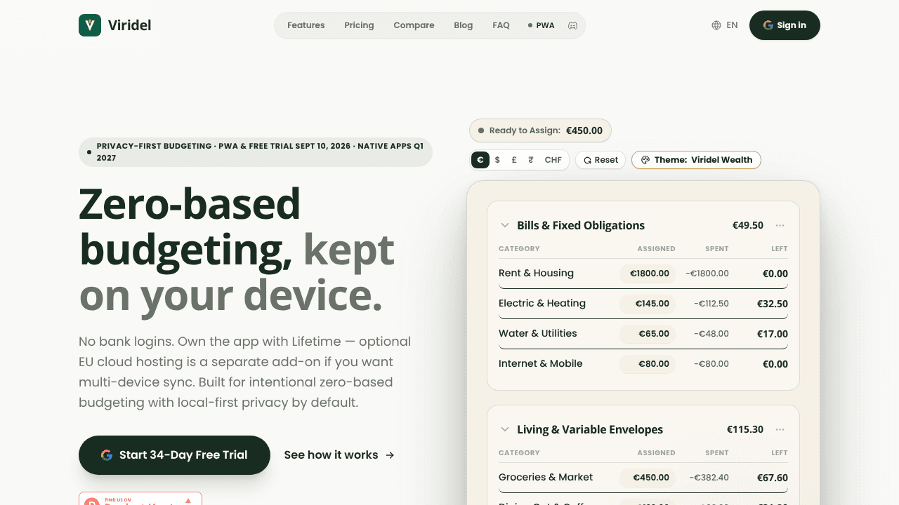 Viridel website screenshot