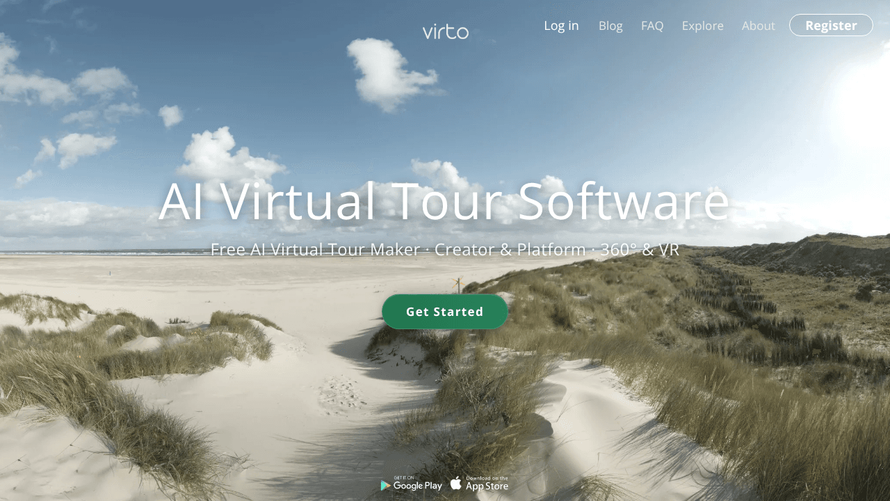 Virto 360 – Virtual Tour Platform website screenshot