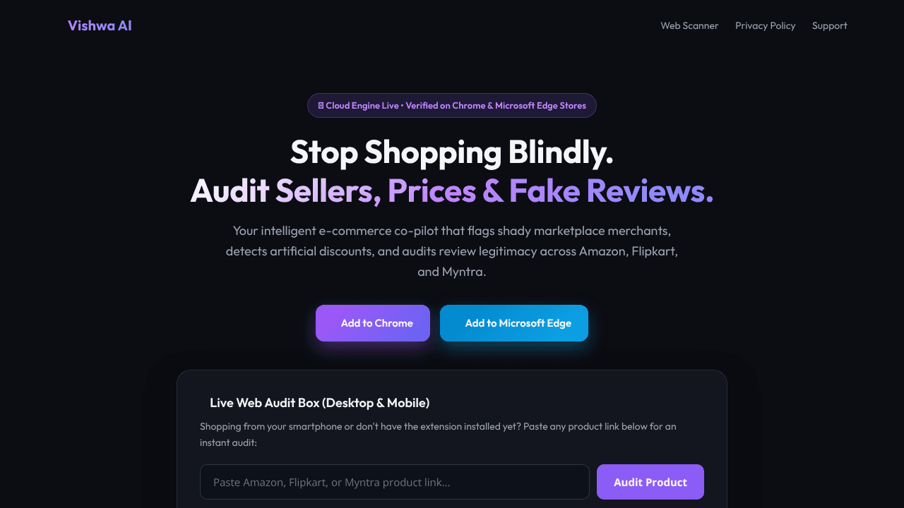 Vishwa AI website screenshot
