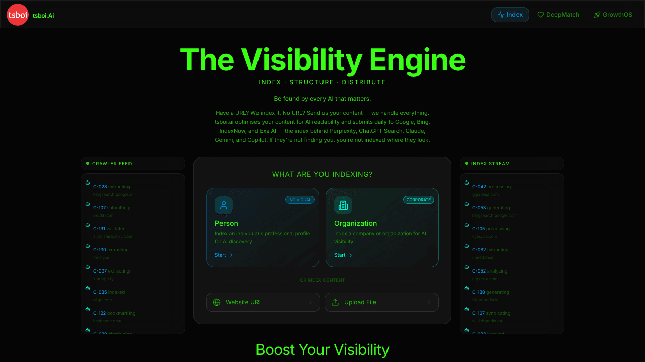 Visibility Engine website screenshot