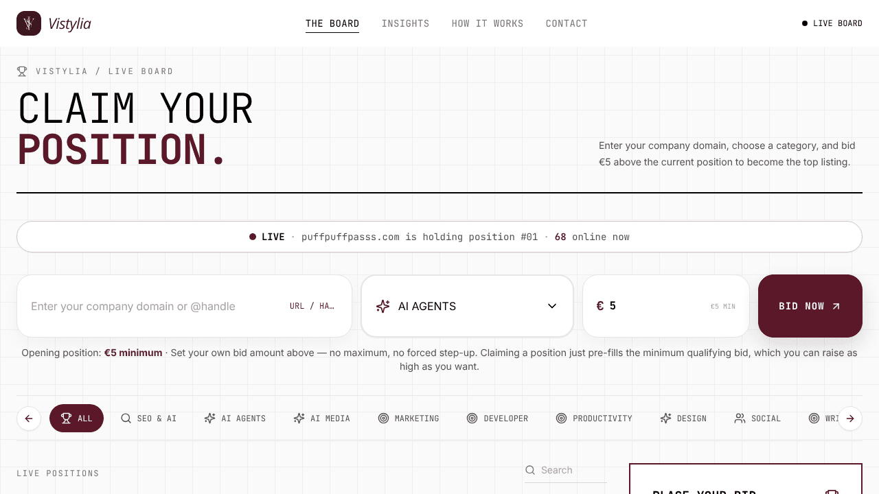 Vistylia website screenshot