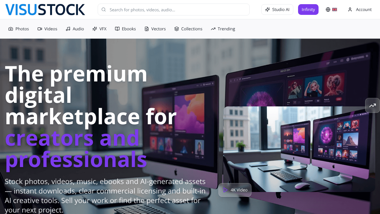VisuStock Digital Asset Marketplace website screenshot