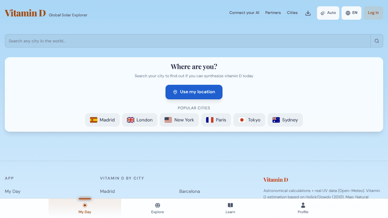 VitaminD Explorer website screenshot