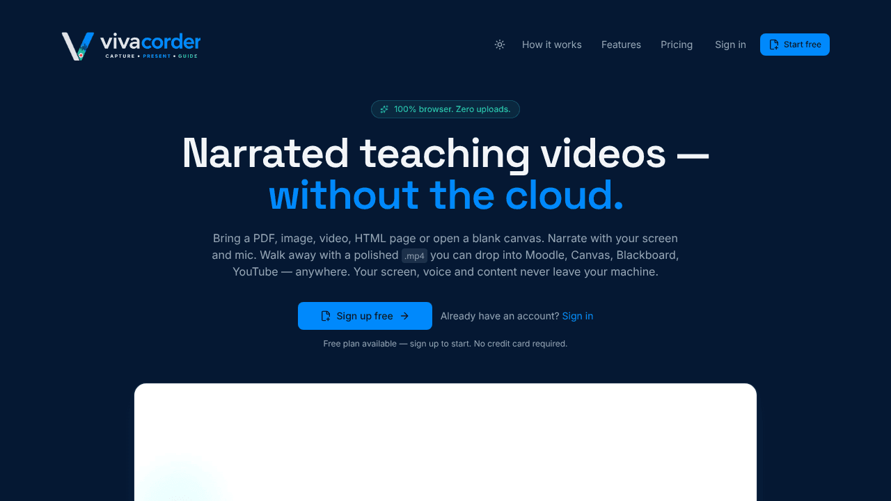 Vivacorder website screenshot