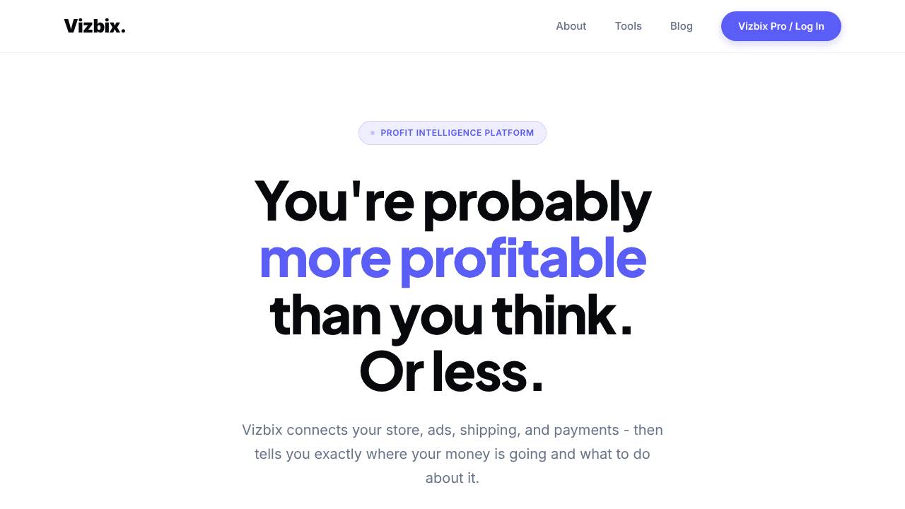 Vizbix website screenshot