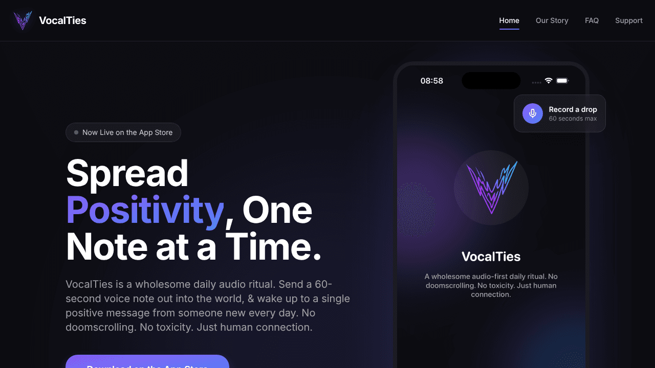 VocalTies website screenshot