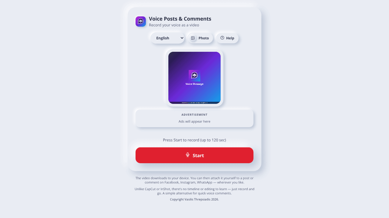 Voice Posts & Comments website screenshot