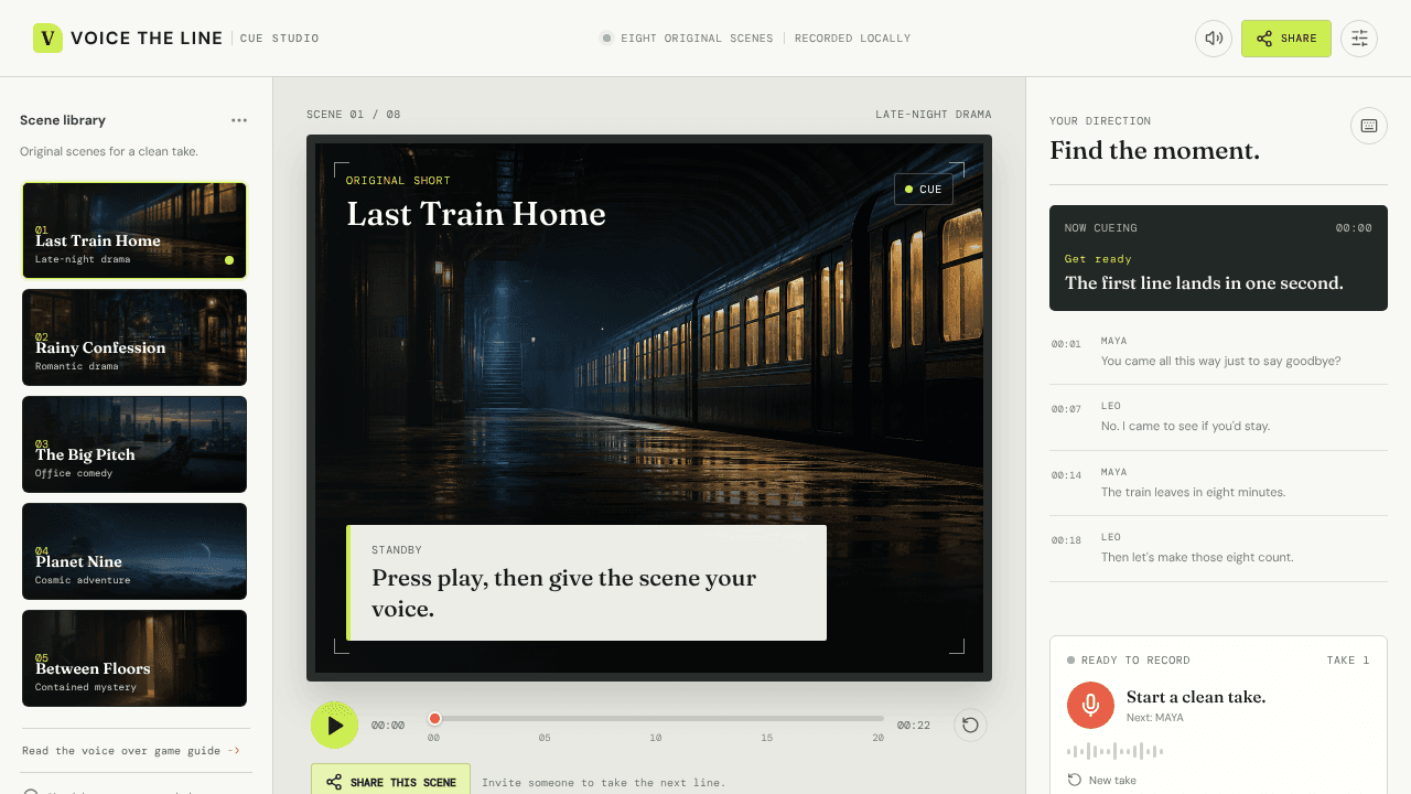 Voice the Line  website screenshot
