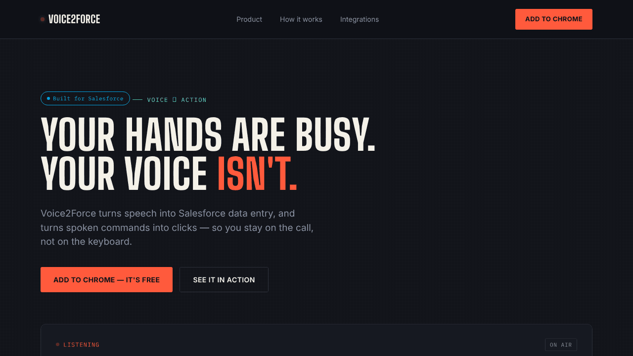 Voice2Force  website screenshot