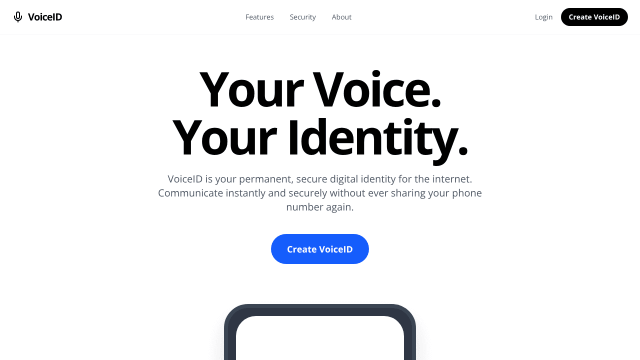 VoiceID website screenshot