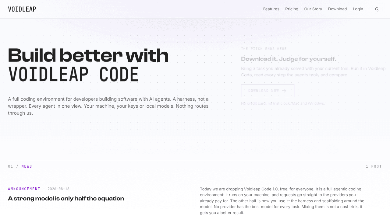 Voidleap Code website screenshot