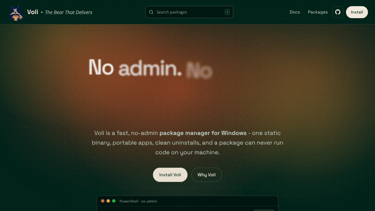 Voli The Bear website screenshot