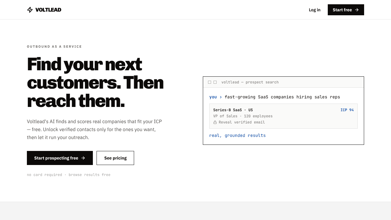 Voltlead — Outbound on Autopilot website screenshot