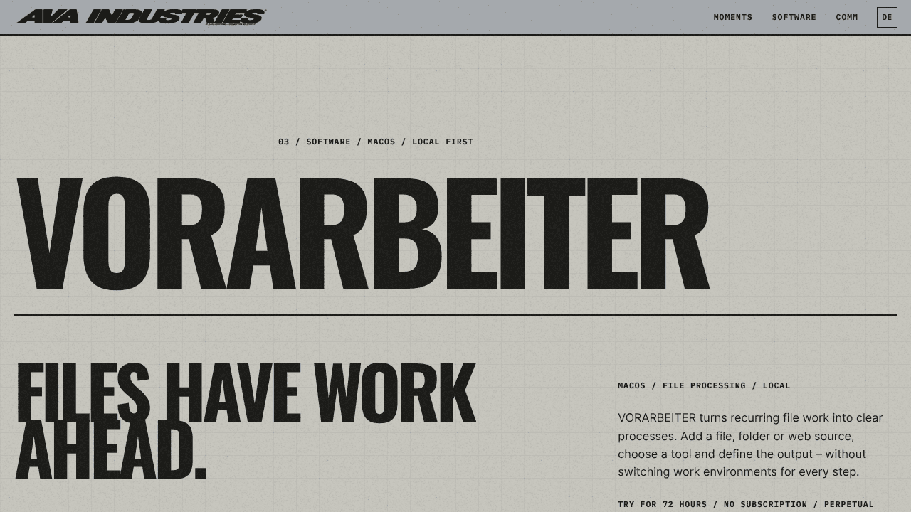 VORARBEITER website screenshot