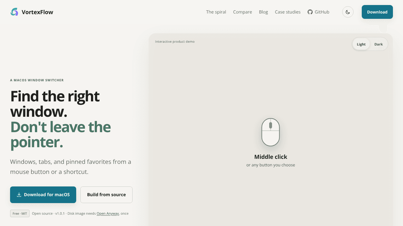 VortexFlow website screenshot