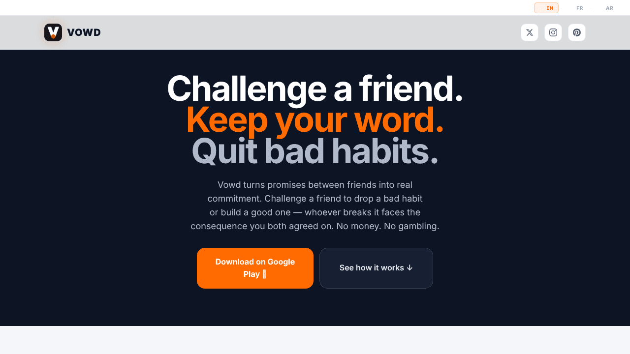 Vowd website screenshot