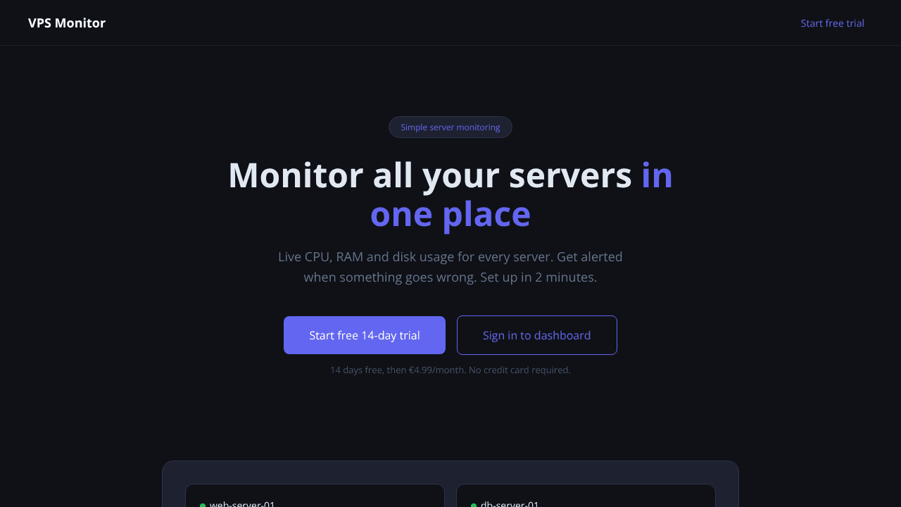 VPS Monitor website screenshot