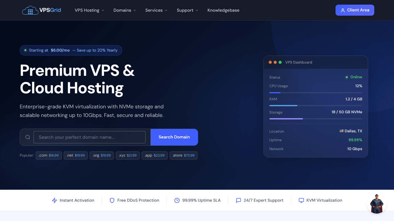 VPSGrid website screenshot