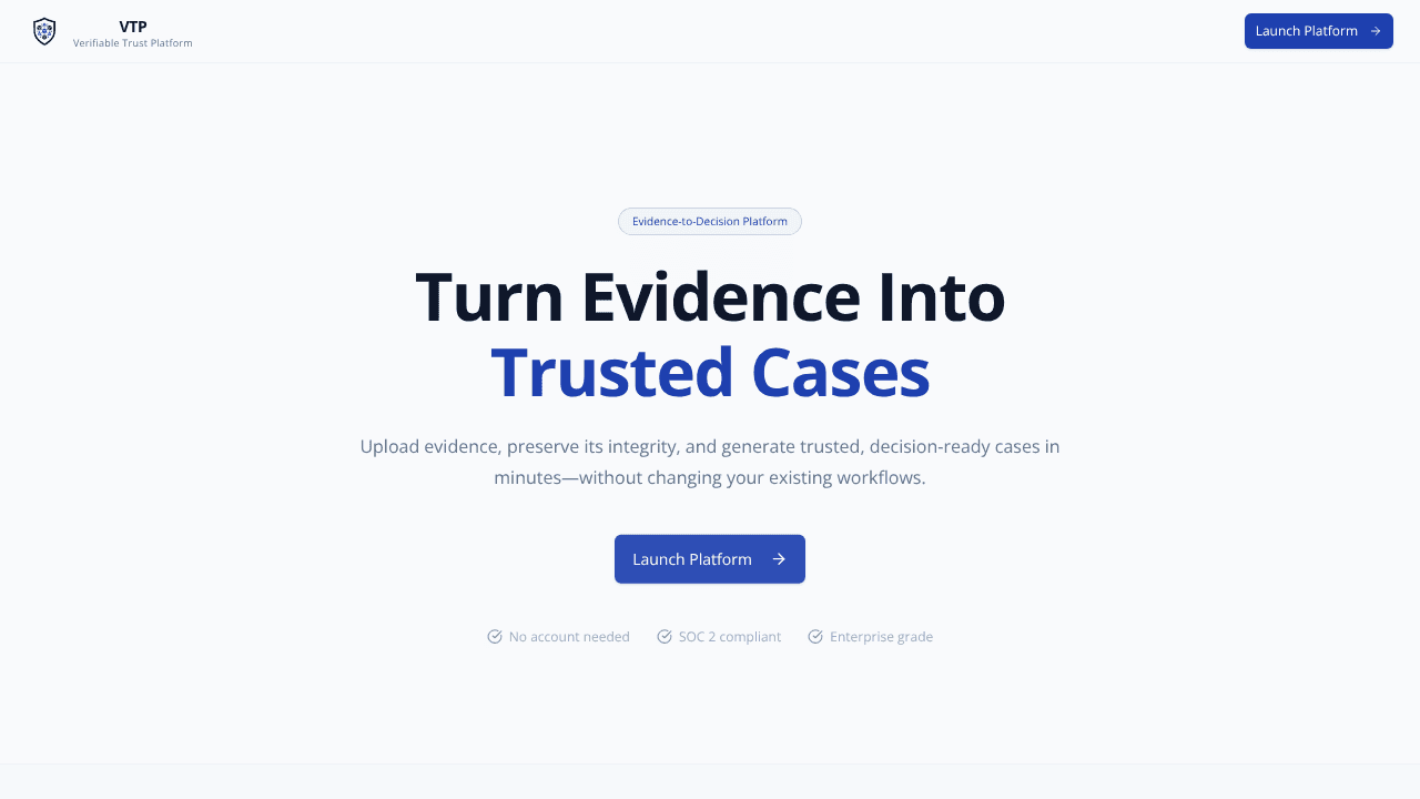 VT Platform website screenshot