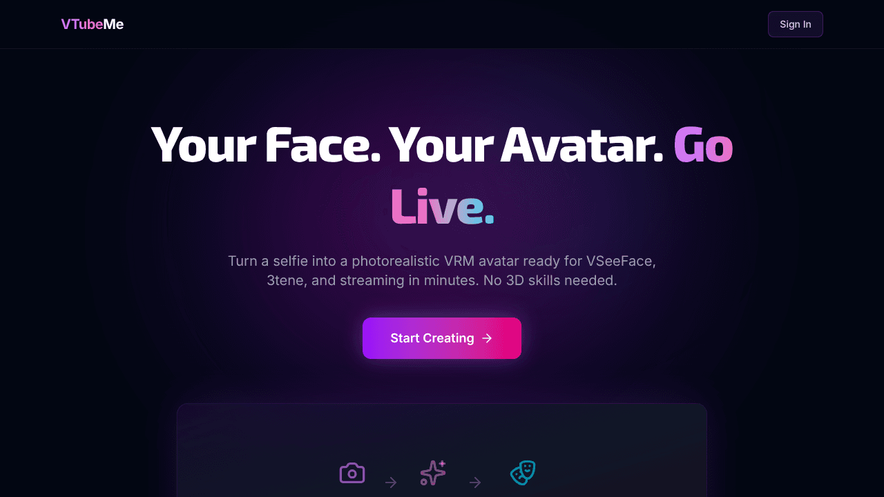 VTubeMe website screenshot
