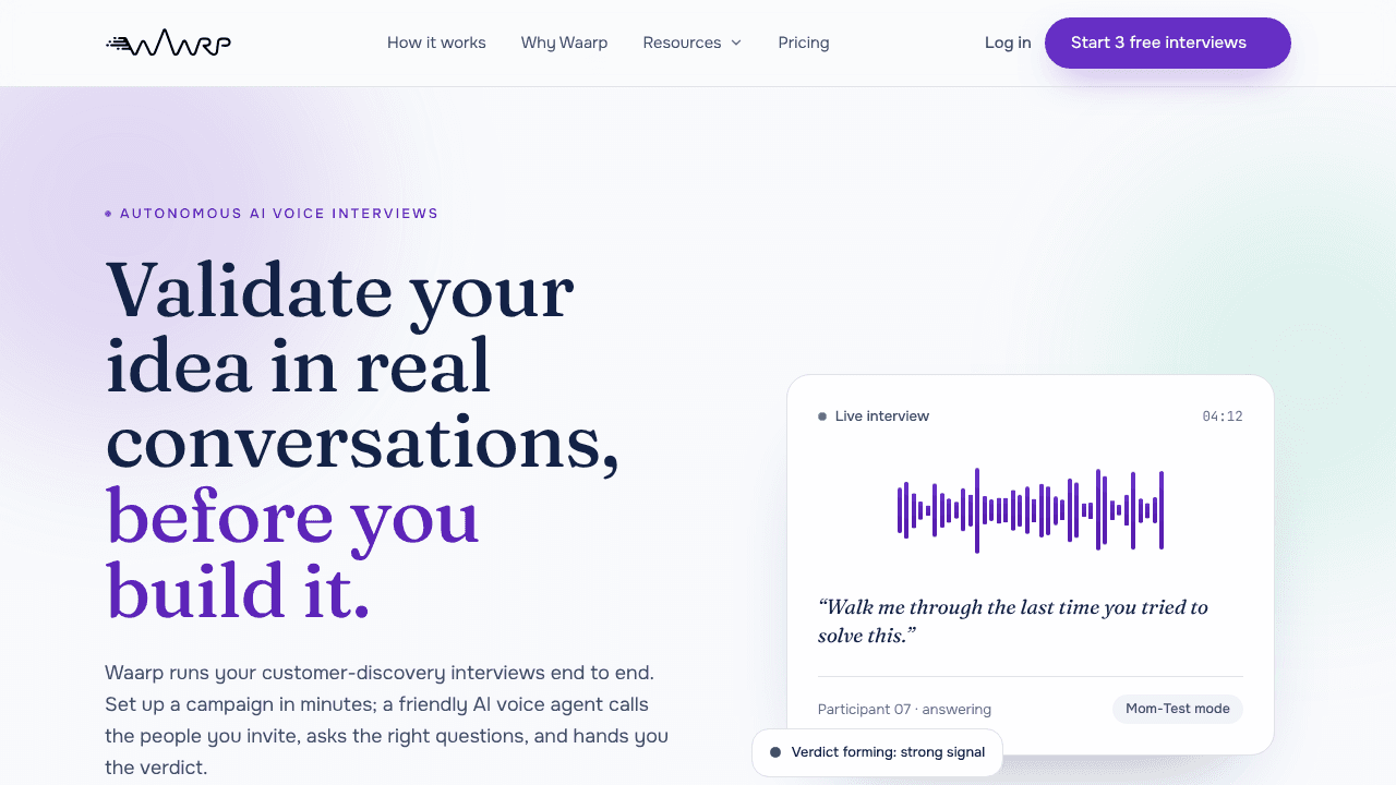 Waarp website screenshot