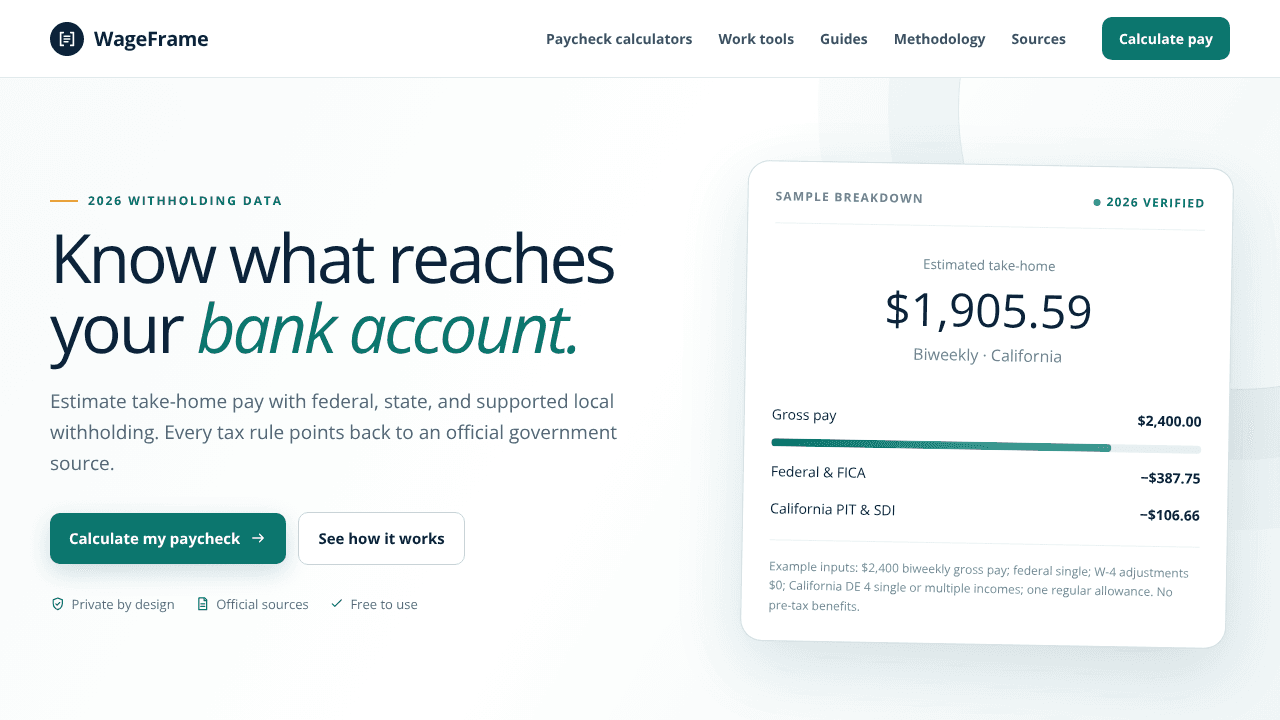 WageFrame website screenshot