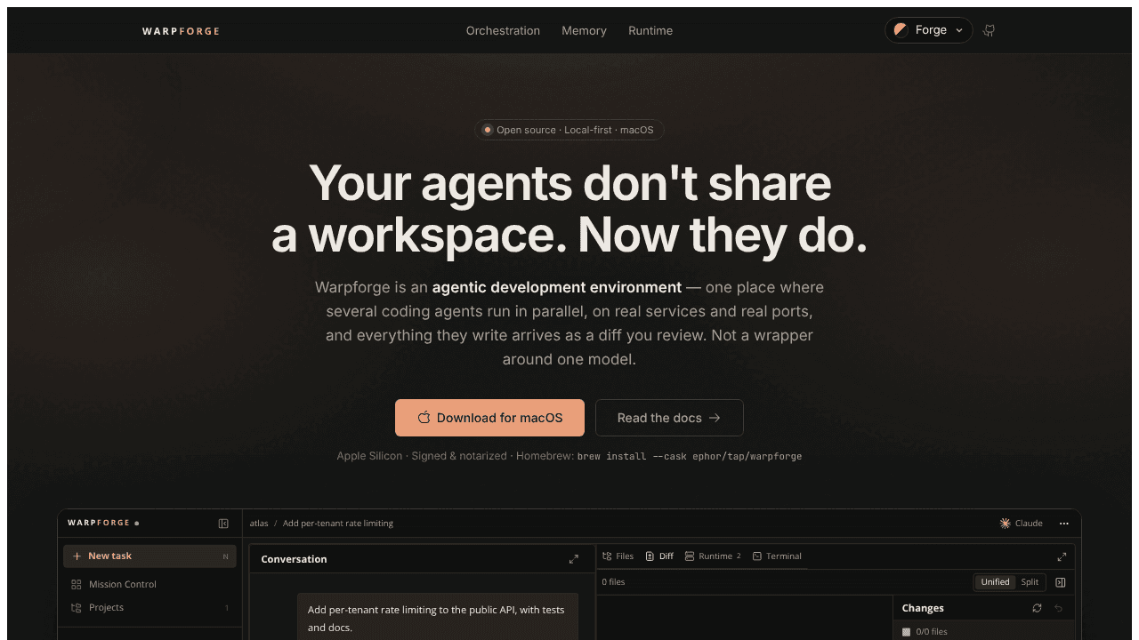 Warpforge website screenshot